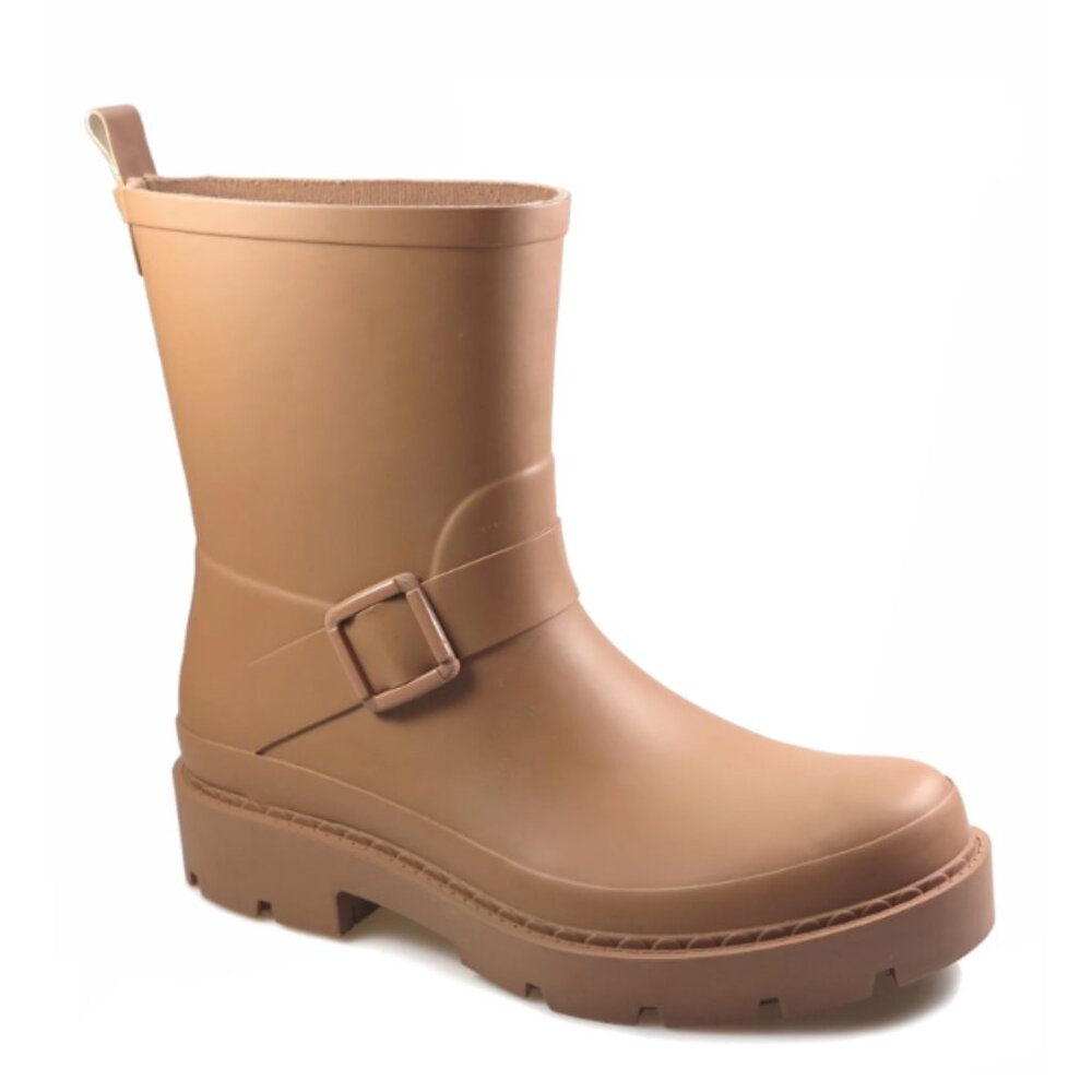 Time and Tru Women's Short Buckle Rain Pull on Boots Size 8M